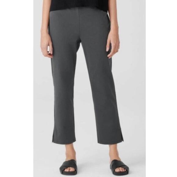 Eileen Fisher Grey Cotton Easy Cropped Pants - Picture 1 of 3